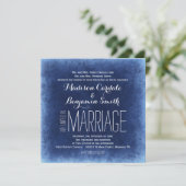 Bleu Cobalt Trouvé Rustique Mariage Invitations (Debout devant)