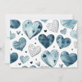 Bleu Coeur Personnalisé Invitation Anniversaire (Dos)