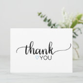 Bleu Coeur Simple Noir Calligraphie Carte de remer (Debout devant)