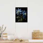 Bleu Columbine Fleurs Art Imprimer Poster (Cuisine)