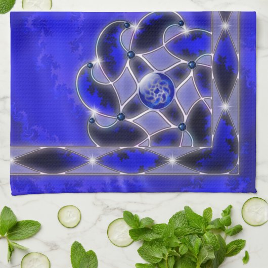 Bleu comme serviette de cuisine de mer (Plié)