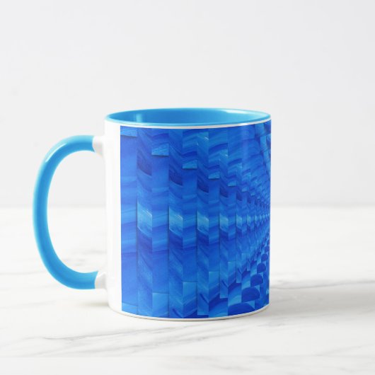 Bleu Concentrique Carré Mug (Gauche)