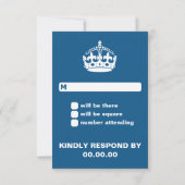Bleu Conserver le calme Mariage RSVP (Dos)