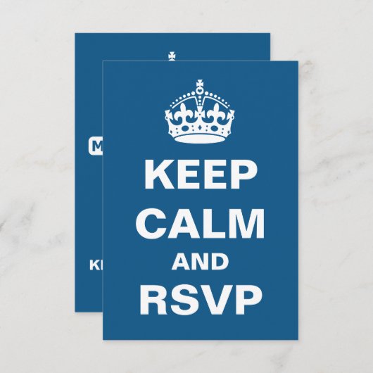 Bleu Conserver le calme Mariage RSVP (Devant / Derrière)