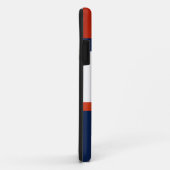 Bleu contemporain. Coques iphone orange et blanc (Dos/Droite)