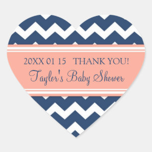 Bleu Coral Chevron Baby shower Favoriser Stickers