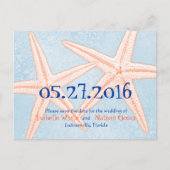 Bleu Coral Starfish Enregistrer la date cartes pos (Devant)