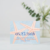 Bleu Coral Starfish Enregistrer la date cartes pos (Debout devant)