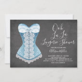 Bleu Corset Lingerie nuptiale Douche Invitation (Devant)