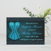 Bleu Corset Lingerie nuptiale Douche Invitation (Debout devant)