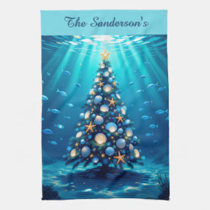 Bleu Côte Noël serviette de cuisine