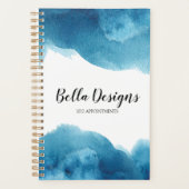 Bleu Couleur Ombre Monogramme Logo Planificateur (Devant)
