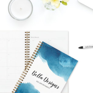 Bleu Couleur Ombre Monogramme Logo Planificateur