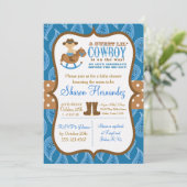 Bleu Cowboy Baby Boy Shower Invitation (Debout devant)