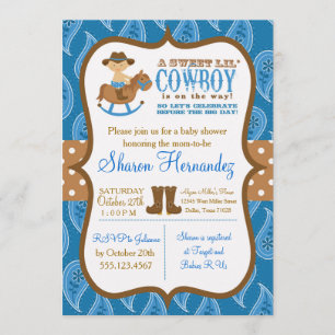 Bleu Cowboy Baby Boy Shower Invitation