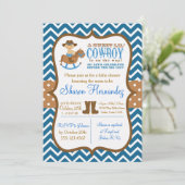 Bleu Cowboy Baby Boy Shower Invitation chevron (Debout devant)