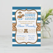 Bleu Cowboy Baby Boy Shower Invitation Stried (Debout devant)