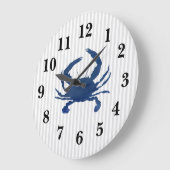 Bleu Crabe Bleu Bande Nautique Grande Horloge (Angle)