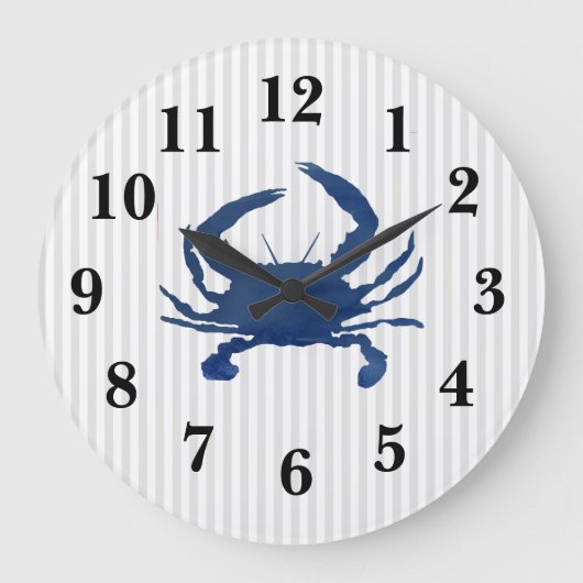 Bleu Crabe Bleu Bande Nautique Grande Horloge (Recto)
