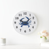 Bleu Crabe Bleu Bande Nautique Grande Horloge (Maison)