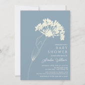 Bleu & Crème Moderne Baby shower Floral Invitation (Devant)