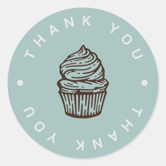 Bleu Cupcake Logo Boulangerie Merci Sticker (Devant)