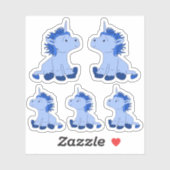 Bleu Cute Unicorn Dessin Enfants Sticker (Feuille)