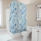 Bleu Daisy Floral Patchwork Douche rideau (En situation)