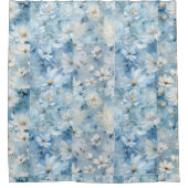 Bleu Daisy Floral Patchwork Douche rideau (Devant)