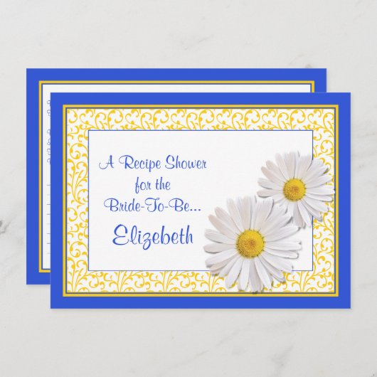 Bleu Daisy Recette Thème Bridal Douche Invitation (Devant / Derrière)