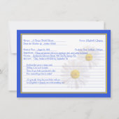 Bleu Daisy Recette Thème Bridal Douche Invitation (Dos)