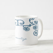 Bleu Daisy Vine café Mug (Devant droit)