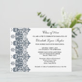 Bleu Damas Faire-part de diplôme (Debout devant)