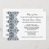 Bleu Damas Faire-part de diplôme (Devant / Derrière)