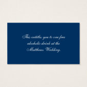 Bleu Damas photo Mariage Voucher de boisson (Dos)