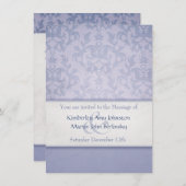 Bleu damassé faire-part de mariage formelle (Devant / Derrière)