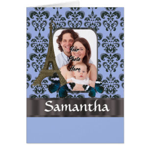 Bleu damassé Paris collage