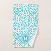 Bleu d'Aqua du monogramme | d'étoiles de mer (Serviette à main)