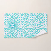 Bleu d'Aqua du monogramme | d'étoiles de mer (Serviette à main)