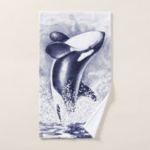 Bleu d'aquarelle de baleine d'orque (Serviette à main)