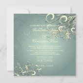 Bleu d'argent/vanille tourbillonne les invitations (Dos)