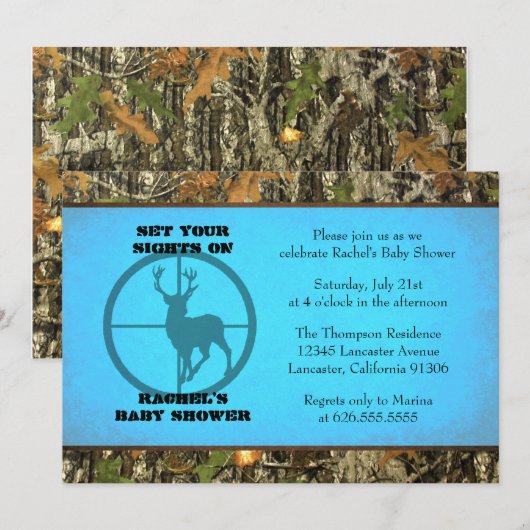 Bleu de Camo - invitations de douche de bébé (Devant / Derrière)