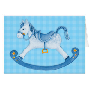 Bleu de carte d'art de cheval de basculage de béb