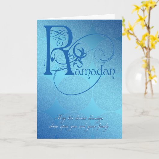 bleu de carte de Ramadan (Fleur jaune)
