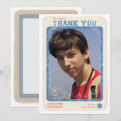 Bleu de carte de remerciements de Mitzvah de barre (Devant / Derrière)
