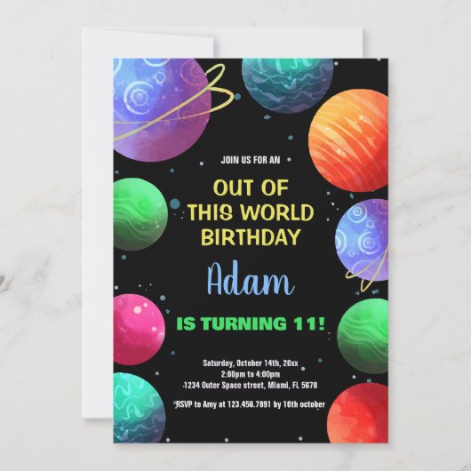 Bleu de ce monde Invitations d'anniversaire (Devant)