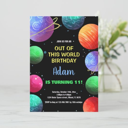 Bleu de ce monde Invitations d'anniversaire (Debout devant)