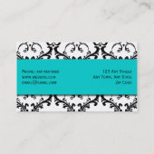 Bleu de damassé de carte de visite de coiffeur (Dos)