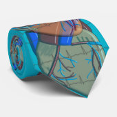 Bleu de dessin de coeur d'artiste de cravate de (Roulé)