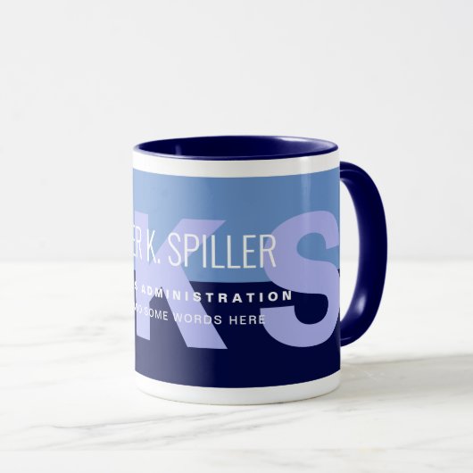 Bleu de fabrication moderne café Mug avec nom (Devant droit)